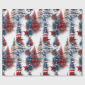 Papier Cadeau Arbres de Noël patriotiques (Plat)