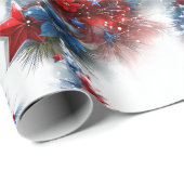 Papier Cadeau Arbres de Noël patriotiques (Coin rond)