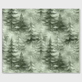 Papier Cadeau Arbres de Noël peints Green ID1008 (Plat)