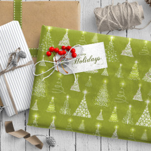 Papier Cadeau Arbres de Noël pétillants Motif Green ID844