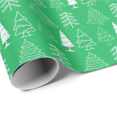 Papier Cadeau Arbres de Noël Pine Nature Forêt Xmas aquarelle (Coin rond)