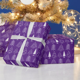 Papier Cadeau Arbres de Noël Pine Nature Forêt Xmas aquarelle