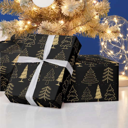 Papier Cadeau Arbres de Noël Pine Nature Forêt Xmas aquarelle (Vacances)