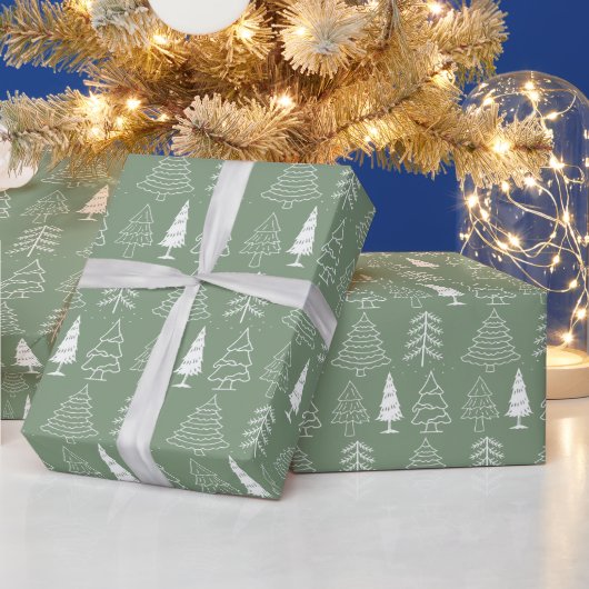 Papier Cadeau Arbres de Noël Pine Nature Forêt Xmas aquarelle (Vacances)