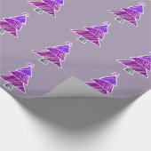 Papier Cadeau Arbres de Noël pourpres (Coin)