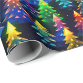 Papier Cadeau Arbres de Noël Rainbow Neon (Coin rond)
