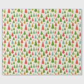 Papier Cadeau Arbres de Noël Rétro Groovy (Plat)