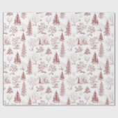 Papier Cadeau Arbres de Noël Rouges Blancs (Plat)