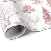 Papier Cadeau Arbres de Noël Rouges Blancs (Coin rond)