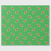 Papier Cadeau Arbres de Noël rouges motif vert (Plat)