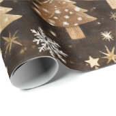 Papier Cadeau Arbres de Noël rustiques (Coin rond)