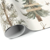 Papier Cadeau Arbres de Noël rustiques (Coin rond)