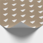 Papier Cadeau Arbres de Noël rustiques Kraft blanc en bois épicé (Coin)