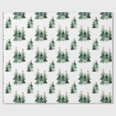 Papier Cadeau Arbres de Noël rustiques modernes (Plat)