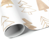Papier Cadeau Arbres de Noël simples et modernes (Coin rond)
