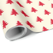 Papier Cadeau Arbres de Noël simples et modernes en beige (Coin rond)