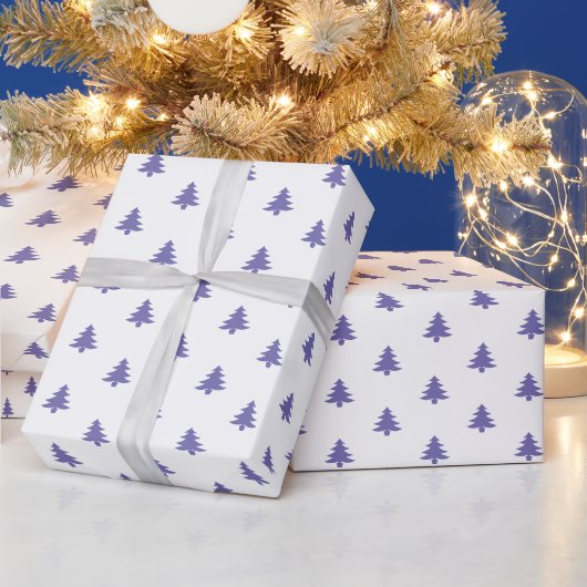 Papier Cadeau Arbres de Noël simples modernes Périwinkle Bleu (Vacances)