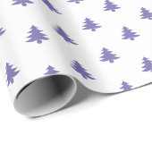 Papier Cadeau Arbres de Noël simples modernes Périwinkle Bleu (Coin rond)