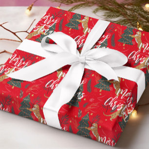 Papier Cadeau Arbres de Noël & tigres motif personnalisé arrière