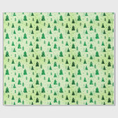 Papier Cadeau arbres de Noël tombant neige hiver merveilleux (Plat)