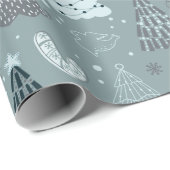 Papier Cadeau Arbres de Noël Tourteaux de neige (Coin rond)