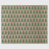 Papier Cadeau Arbres de Noël verts - Tan Burlap Texture (Plat)