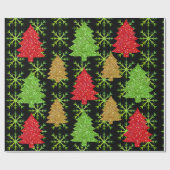 Papier Cadeau Arbres de parties scintillant de Noël et flocons d (Plat)