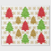 Papier Cadeau Arbres de parties scintillant de Noël et flocons d (Plat)
