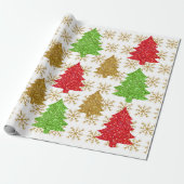 Papier Cadeau Arbres de parties scintillant de Noël et flocons d (Déroulé)