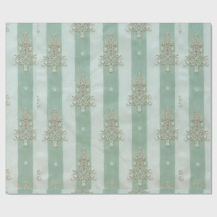 Papier Cadeau Arbres diamants à rayures écume de mer aspect velo