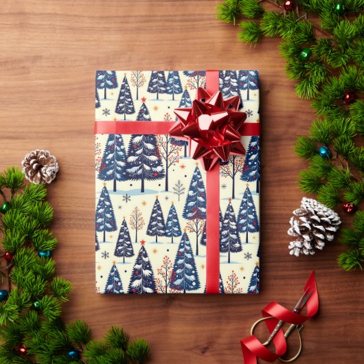 Papier Cadeau Arbres Élégants (Cadeau de vacances)