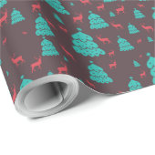 Papier Cadeau Arbres et cerfs (Coin rond)