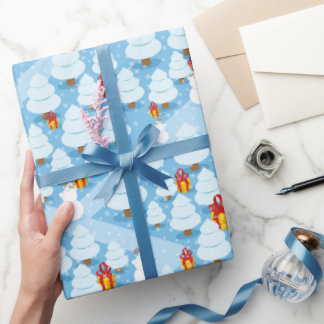 Papier Cadeau Arbres et présente Motif Enveloppement de NoëlPapi