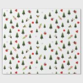 Papier Cadeau Arbres et vaches de Noël (Plat)