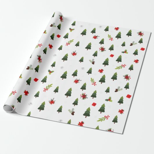 Papier Cadeau Arbres et vaches de Noël (Déroulé)