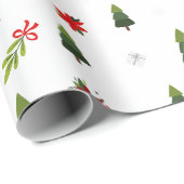 Papier Cadeau Arbres et vaches de Noël (Coin rond)