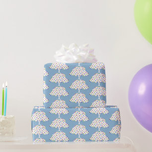 Papier Cadeau Arbres fruitiers à cœur arc-en-ciel