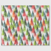 Papier Cadeau Arbres hivernaux rustiques festifs (Plat)