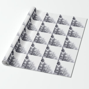Papier Cadeau arbres Neige-couverts : Vertical