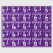 Papier Cadeau Arbres pourpres de collage de Noël (Plat)