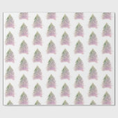 Papier Cadeau Arbres roses Aquarelle Noël (Plat)