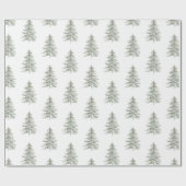 Papier Cadeau Arbres verts blancs de Noël (Plat)