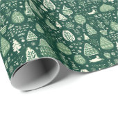 Papier Cadeau Arbres verts inspirés de la toile, vacances (Coin rond)