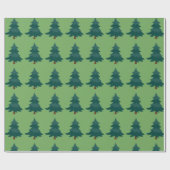 Papier Cadeau Arbres verts Noël et Motif arrière - plan vert (Plat)