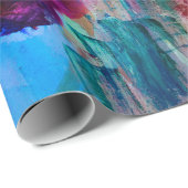 Papier Cadeau Arbuste à fleurs de pivoines, peintures modernes, (Coin rond)