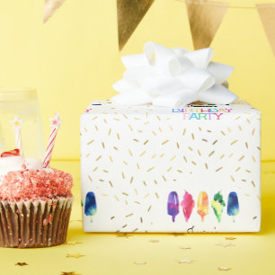 Papier Cadeau Arc en arc-en-ciel Fête d'anniversaire de la crème