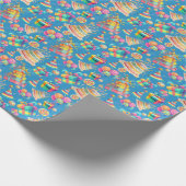 Papier Cadeau Arc-en-ciel à thème bleu Anniversaire (Coin)