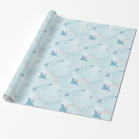 Papier Cadeau Arc-en-ciel bleu bleu (Déroulé)