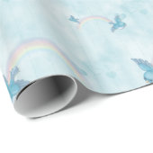 Papier Cadeau Arc-en-ciel bleu bleu (Coin rond)