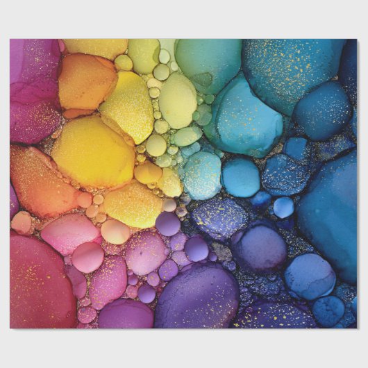 Papier Cadeau Arc en ciel bulle texture fluide Art (Plat)